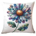 Square cushion cover with colorful artistic daisy flower print on white fabric - Colorful Art Mixed Color Floral (TQDR78-10) / 45x45cm (No Insert)