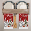 Set di asciugamani da cucina natalizi con gnomo rosso e decorazioni invernali - Motivo MJB01-17