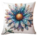 White square daisy flower pillowcase with colorful mosaic dot pattern for sofa - Colorful Mosaic Art Daisy (TQDR78-12) / 45x45cm (No Insert)