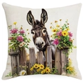 Funda de cojín cuadrada de estilo rústico con burro y girasoles para decoración hogar - Estilo Burro (TQYM71-7) / 45*45cm Lino de una sola cara