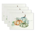 Set of 4 Thanksgiving placemats with watercolor pumpkin and maple leaf designs - Watercolor Three Color Pumpkins (CD61-10)