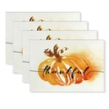 Set of 4 Thanksgiving table mats with pumpkin pattern and thankful text for dining - Thankful Pumpkin Illustration (CD61-11)