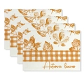 Set of 4 autumn leaves placemats with orange plaid pattern and festive lettering - Autumn Leaves Illustration (CD61-13)