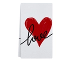 White microfiber dish towel with red heart and love print for kitchen decor - White Heart Love (VKT003-1) / 40x60cm