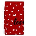 Absorbent red heart microfiber towel with white hearts and love script design - Red Heart Love (VKT003-2) / 40x60cm