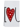 Absorbent white terry towel featuring a red heart and I Love U hand-drawn design - White I Heart U (VKT003-4) / 40x60cm