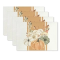 Set of 4 autumn harvest placemats featuring watercolor pumpkins and fall leaves - Vertical Stripe Watercolor Pumpkin (CD61-17)