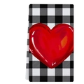 Paño de cocina absorbente de San Valentín con corazón rojo y cuadro buffalo - Corazón Rojo Cuadros Buffalo (VKT001-1) / 40x60cm