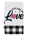 Absorberende Valentijnsdag keukendoek met You Are My Love print en ruitjespatroon - 40x60cm / Romantische Slogan Stijl (VKT002-2)