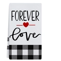 Paño de cocina absorbente San Valentín con texto Forever Love y borde de cuadros negros - Texto Forever Love (VKT001-2) / 40x60cm