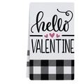 Absorberende Valentijnsdag keukendoek met hello VALENTINE tekst en roze hartjes - 40x60cm / Feestelijke Groeten Stijl (VKT002-3)