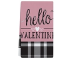 Strofinaccio assorbente con cuore rosa hello valentine e motivo a quadri buffalo - 40x60cm / Saluti Festivi Fondo Rosa (VKT005-3)