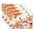 Set of 4 autumn placemats with watercolor pumpkins, maple leaves and acorns - Fall Watercolor Flower Acorn (CD61-20)