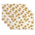 Set of 4 heat resistant autumn leaf placemats with seasonal harvest pattern in yellow - Exquisite Fall Dried Leaves (CD61-22)