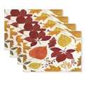 Set of 4 heat resistant autumn placemats with harvest maple leaf and berry patterns - Autumn Leaves Acorn Handdrawn (CD61-23)
