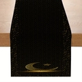 Eleganter Tischläufer in Schwarz und Gold mit Mond- und Sternmuster für Ramadan-Dekor - Schwarz Gold Stern Mond Geometrischer Stil (ZQ43-2)