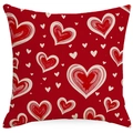 Funda de cojín roja de San Valentín con patrones de corazones para decorar el sofá - 45x45cm Lino Sin Relleno / Estilo Corazón Degradado Rojo y Blanco (YMD21-1)