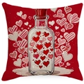 Funda de cojín cuadrada de San Valentín con tarro de corazones sobre un fondo blanco - 45x45cm Lino Sin Relleno / Estilo Patrón Botella a la Deriva Corazón (YMD21-3)