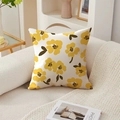 Modern American pastoral cushion cover with yellow floral print on beige textured fabric - 45*45cm (No Insert) / Bright Yellow Abstract Floral (TQR76-6)
