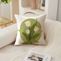 Minimalist white pillowcase with green tulip floral pattern on fabric sofa - 45*45cm (No Insert) / White Green Tulip Pattern (TQR76-7)