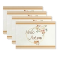 Set of 4 fall placemats with pumpkins and maple leaves and Hello Autumn text - Hello Autumn Gold Round (CD61-29)