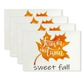 Set of 4 white placemats with orange autumn maple leaf and Forever Autumn print - Forever Autumn Large Maple (CD61-31)