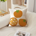 Square cushion cover with orange fruit pattern on beige textured fabric for sofa decor - 45*45cm (No Insert) / Orange Fruit Pattern (TQR76-11)
