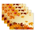 Set of 4 Thanksgiving placemats with autumn pumpkins and maple leaves on a white background - Warm Fall Pumpkin Pinecone (CD61-34)