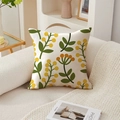 Square floral cushion cover with yellow berry patterns on twill fabric for home sofa decor - 45*45cm (No Insert) / Yellow Berry Plant Print (TQR76-18)