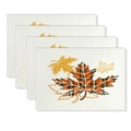 Set of 4 Thanksgiving placemats with orange plaid maple leaf design for autumn dining decoration - Orange Black Plaid Maple (CD61-36)