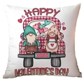Valentine gnome pillow cover with red plaid truck and heart balloon graphics - Heart Truck and Gnome Style (CRD12-5) / Short Plush Single Side Without Core
