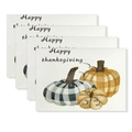 Set of 4 Thanksgiving placemats featuring Happy Thanksgiving text and pumpkin patterns - Happy Thanksgiving Pumpkin (CD61-39)
