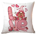 Valentine gnome LOVE print pillow cover with pink hearts and gnome decoration - Gnome with LOVE Letters Style (CRD12-6) / Short Plush Single Side Without Core