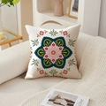 American pastoral style pillow cover with bohemian floral mandala pattern on beige fabric - 45*45cm (No Insert) / Bohemian Mandala Floral (TQR76-24)