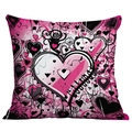 Kissenbezug mit Graffiti-Herz-Muster in Pink und Schwarz im modernen Urban-Art-Design - Rosa Weiß Schwarz Herz Graffiti Stil (CDR04-1)