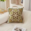 Bohemian geometric square pillow cover with green and gold mandala pattern on sofa - 45*45cm (No Insert) / Vintage Mandala Symmetrical Pattern (TQR76-25)