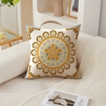 Square boho floral pillow cover in beige with mandala pattern on a white sofa - 45*45cm (No Insert) / Mandala Style Multicolor Floral (TQR76-26)
