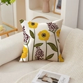 Ivory throw pillow cover with yellow sunflower and purple berry floral pattern - 45*45cm (No Insert) / Yellow Sunflower Purple Berry (TQR76-29)