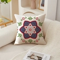 Square cushion cover with mandala floral pattern on cream fabric for sofa decor - 45*45cm (No Insert) / Ethnic Style Mandala Floral (TQR76-33)