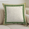 French cream style square throw pillow cover with green lily of the valley floral pattern - 45cmx45cm