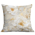 Moderner Kissenbezug im 3D-Blumen-Ölgemäldestil mit Goldfolie-Pfingstrose für das Sofa - Goldfolie Marmormuster Weiße Pfingstrose (CDR01-3) / Kurzplüsch Einseitig Ohne Kern