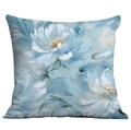 3D Ölgemälde Blumen Kissenbezug mit blau-weißem floralem Muster für Sofa Dekoration - Blau-Weiße Kunstblumen (CDR01-4) / Kurzplüsch Einseitig Ohne Kern