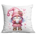 Close-up of cute Valentine gnome with pink sweater and white wings on decorative pillowcase - Nordic Gnome with Wings (CDR10-18) / 45*45cm Short Plush Single Sided Without Core
