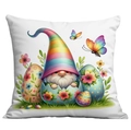 White Easter pillow case featuring cute gnome hatching from floral egg with butterflies - Gnome Floral Eggshell Style (CDR14-10)