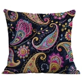 Detail der Paisley-Stickerei auf dunkelblauem Boho-Kissenbezug aus festem Canvas - Marineblaues Paisley-Stickerei (CDR08-24) / 45*45cm Kurzplüsch Doppelseitig Ohne Kern