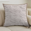 French cream style square cushion cover with white pine branch print on light grey fabric - 45cmx45cm