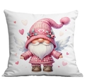 Pink Valentine's Day Gnome pillow case with Cupid wings and hearts on white fabric - Pink Gnome with Wings (CDR10-3) / 45*45cm Short Plush Single Sided Without Core