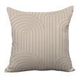 Federa per cuscino di lusso nordico beige con linee geometriche per arredamento divano - Stile Linee ad Arco Geometriche (HMDS5-1) / Velluto a Pelo Corto Doppio Lato Senza Imbottitura