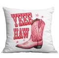 Fodera per cuscino stivale cowboy rosa con scritta Yee Haw su sfondo bianco - 45x45cm Stampa su un Lato / Illustrazione Stivali Cowboy Rosa YEEE HAW (CDR12-4)