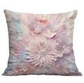 Detail of 3D floral and butterfly print on a macaron-colored square pillowcase - Macaron Dreamy Butterfly Flower (CDR16-32) / 18x18 Inch